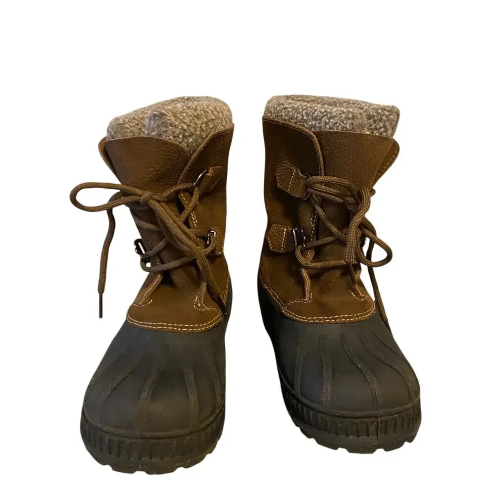 Sorel Badger 37 EU (5 Youth/ 6 Women) Winter Snow Boots Brown Leather and Rubber